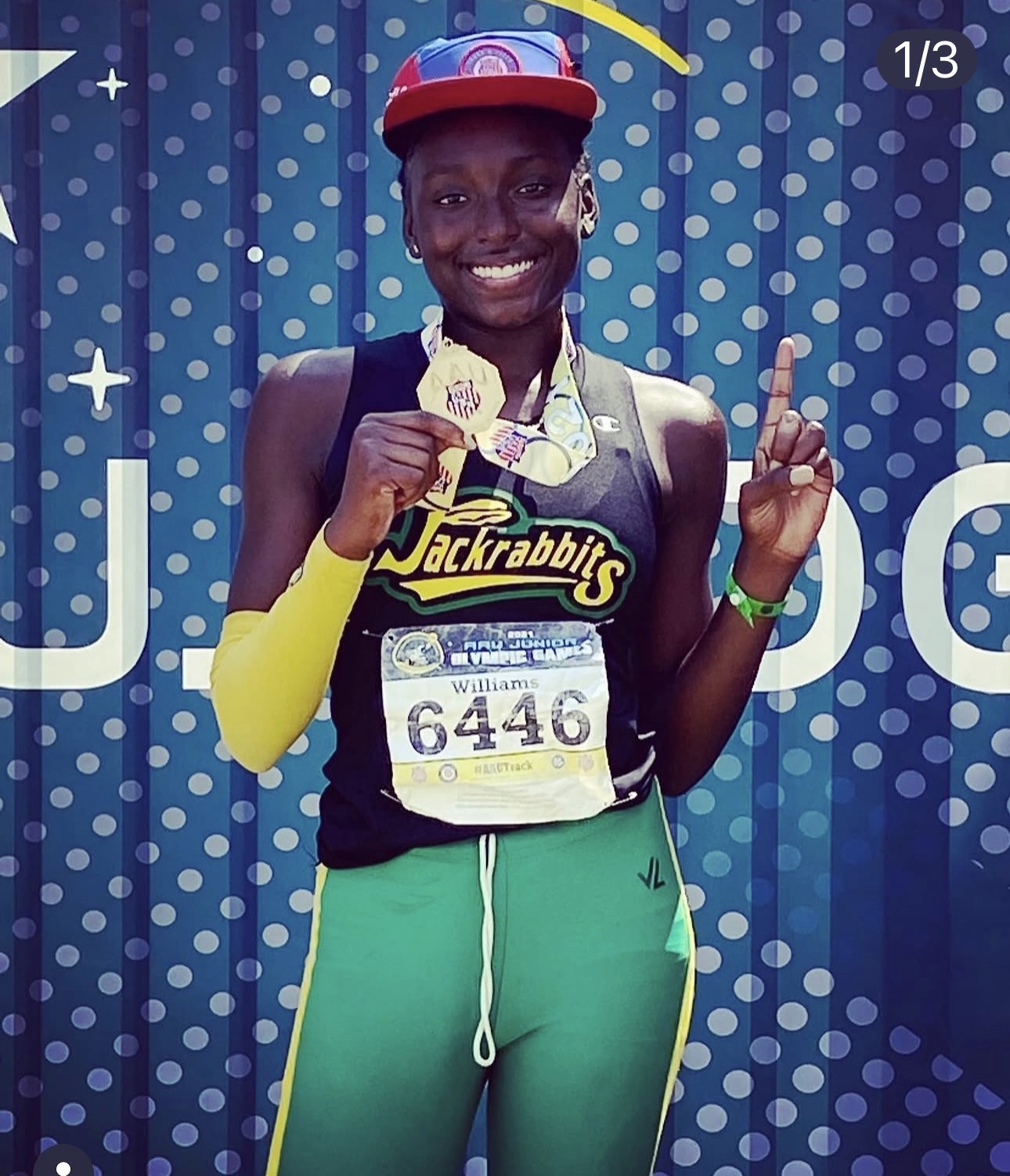 Jackrabbits athlete with medal